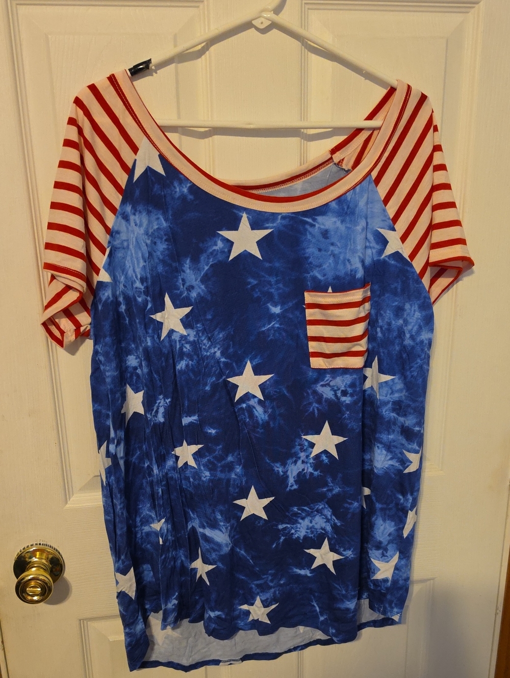 Women's Star & Stripe Tee - Blue and Red 2X NWT